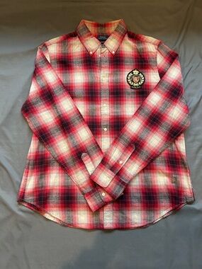 Polo by Ralph Lauren Plaid Button-Down Shirt with Crest Patch Logo (LIKE NEW)